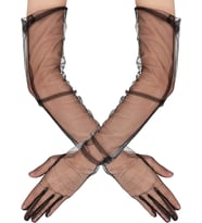 Uzun Boy Likralı Siyah Renk Yetişkin Mega Tül Eldiven 53 cm (Karışık)