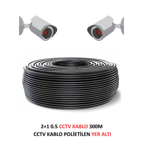 FURY 2+1 0.5mm Polietilen Yer Altı CCTV Kablo Güvenlik Kamera Kablosu 300m