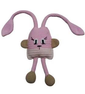 Uzun Bacak Tavşan Çıngırak Amigurumi Organik Oyuncak