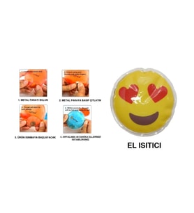 KALPLİ EMOJİ ŞEKİLLİ CEP SOBASI,EL ISITICI,SICAK SU TORBASI PVC  9cm