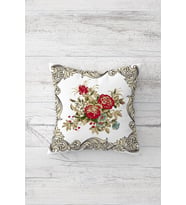 Klasik Soft Floral Desen Çift Tarafı Baskılı Gizli Fermuarlı Yastık Kılıfı Kırlent Yastık Kılıfı (Beyaz)