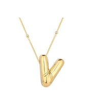 Gümüş Gold Balon V Harfi Kadın Kolye CSR2185078