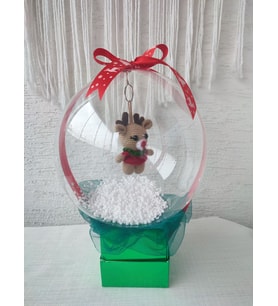 Büyülü Balon-Kız Geyik Amigurumi Anahtarlık Yeniyıl Yıldönümü Doğum Sevgililer Kutlama Hediye Kutusu (Ebru Yeşil)