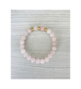 MK TASARIM GERÇEK PEMBE KUVARS TAŞI BİLEKLİK MKT49003 (Çok Renkli)