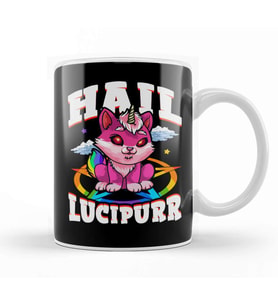 Hail Lucipurr Cat Rainbow Unicorn Kitty Satanic Kupa Bardak Porselen