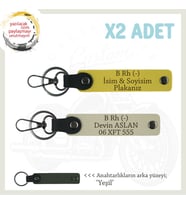 Yol Arkadaşlarına Özel İsim Plaka, B Rh (-) Kan Grubu Yazılı Kişisel x2 Anahtarlık, Sarı-S Kahve-Ysl (Çok Renkli)