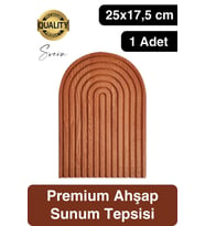 Dekoratif Ahşap Oymalı Kahverengi Gökkuşağı Çay Kahve Sunum Tepsisi Tabağı Doğal Şık Dekor Sunumluk