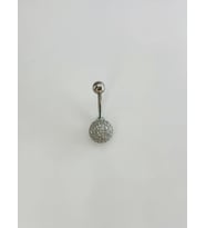 Rodyum Zirkon Taşlı Çelik Göbek Bar Uzunluğu : 13 Mm / Bar Kalınlığı 1.41 Mm / - Pg0131