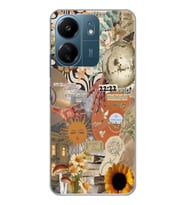 Xiaomi Redmi 13C Uyumlu Güneş ve Ay Aesthetic Kolaj Tasarımlı Şeffaf Telefon Kılıfı