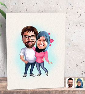 BK Gift Kişiye Özel Sevgililer Karikatürlü Dekoratif Mini Kanvas Tablo 15x20cm-58