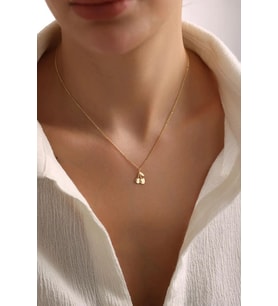 Minimalist Kiraz Model Kolye 925K Gümüş (Gold)