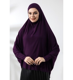 Mürdüm Hazır Pratik Sultanbaş Tesettür Kollu Penye Sufle Eşarp Hijab