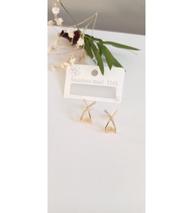 ÇELİK KÜPE KADIN 316L 2 Lİ ZARİF FİYONK DETAYLI KIKIRDAK RENK ATMAZ GARANTİLİ