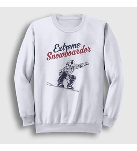 Presmono Unisex Beyaz Extreme Snowboarder Hediye Kayak Sweatshirt 508568tt