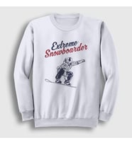Presmono Unisex Beyaz Extreme Snowboarder Hediye Kayak Sweatshirt 508568tt