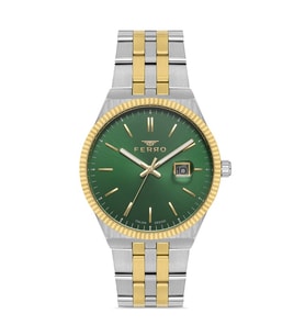 Ferro F11569AWT-D6 Quartz Çelik Altın/Gri Yeşil Kadran 40 mm Erkek Kol Saati