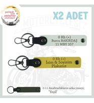 Sürücülere Özel, İsim, Plaka ve 0 Rh (+) Kan Grubu, Kişiselleştirilmiş x2 Anahtarlık, Sarı-Beyaz-Ysl (Çok Renkli)