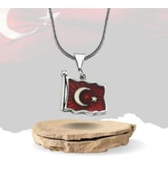 Türk Bayrağımız Gümüş Kolye