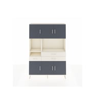 Arges Dolap 9 Raflı 3 Çekmeceli 6 Kapaklı 132x30x195 Aytaşı-Antrasit/Aytaşı