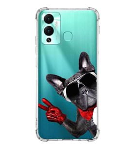 PrintiFy İnfinix Hot 12 Play Uyumlu Köpek 2 Baskılı Şeffaf Köşe Korumalı Antişok Kılıf