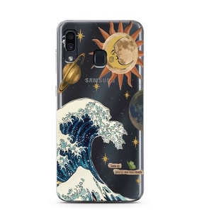 Samsung Galaxy A20/A30 Uyumlu Güneş ve Dalga Desenli Şeffaf Telefon Kılıfı