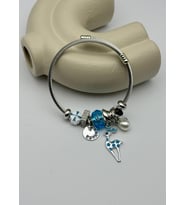 Çelik Silver Taşlı Mavi Geyik Charmlı Pandora Bileklik - 26blk66