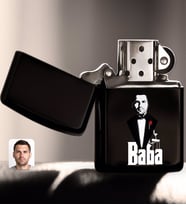 BK Gift Kişiye Özel Godfather Baba Tasarımlı Renkli Baskılı Benzinli Siyah Metal Çakmak-3