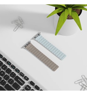 Apple Watch 7 45mm Uyumlu Zore KRD-111 Çizgili Desenli Silikon Kordon (Açık Yeşil)