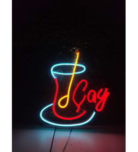 Çay Neon Led Yazı Tabela kafe bar dekoratif aydınlatma(40x30cm)