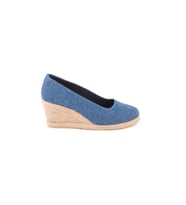 Gerçek Elişi Hasır Keten Espadril Dolgu Topuk Handmade (Koyu Mavi)