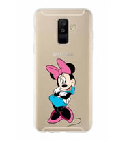 Samsung Galaxy A6 Plus (2018)  Kapak Minnie Mouse Tasarımlı Şeffaf Silikon Kılıf