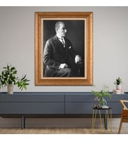 Altın Varaklı Çerçeveli Paspartulu Atatürk Tablo z5026 (Gold)
