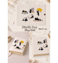 Kitapsever Kediler Playful Black Cats 38x27 cm Büyük Boy Kitap Kılıfı Orta Boy, Hafız Boy ve Rahle Boy Kur'an Uyumlu