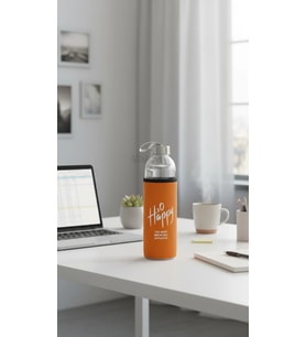Premium Turuncu Kılıflı Cam Matara 750 ml – Sağlıklı Şıklık