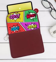 BK Gift Pop Art Tasarımlı Taşınabilir Koruyucu Tablet Kılıfı & Organizer Çanta - Bordo-2