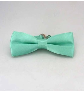Su Yeşili Çocuk Boy Düz Renk Saten Papyon - CP-10 (Renksiz)