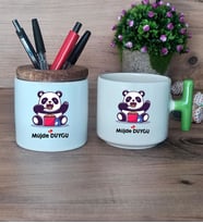 Sevimli Panda Hediye Sepeti Kupa Bardak T Kulplu, Kalemlik Hediyeleri Arkadaşa Sevgiliye Hediye (Model 8)