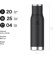 Adventure To-Go Termos 0.75 Litre - Siyah 2.0 Paslanmaz Çelik