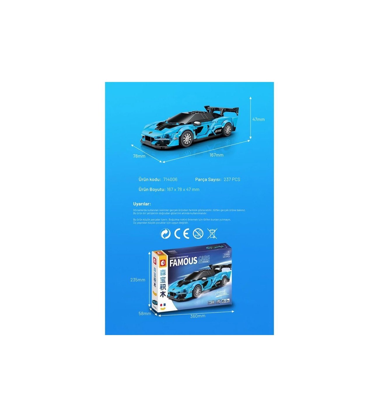 Sembo Block Famous Cars Senna 237 Parça Yapı Blokları LEGO ile