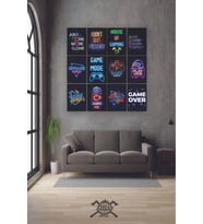 12 parça Neon Game Oyuncular İçin Çerçeve Görünümlü Mdf tablo Duvar Süsü Hediyelik Eşya Gamer Gaming