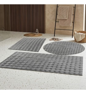 Banyo Paspası Açık Gri Gri Kaymaz Taban Peluş Bubble 50X50 cm