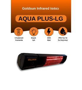 Goldsun Aqua Plus 2000 Watt GSA20PLG Düşük Işıklı Kumandalı Suya Dayanıklı Elektrikli İnfrared Isıtıcı-Siyah