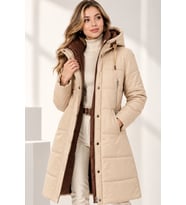 Dewberry Kadın %100 Polyester Kaban Bej Z9738 Günlük Dış Giyim, Şehir ve Ofis Stili, Kazak ve Gömlek Kombini