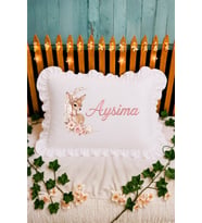 Kişiye Özel İsme Özel Bebek Yastığı – Geyik Temalı Kız Bebek Yastığı
