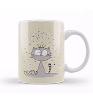Sad Cat Meows Kupa Bardak Porselen