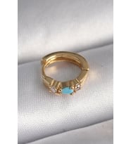 316L Çelik Gold Renk Zirkon Taşlı Mavi Taş Detay Tragus Piercing