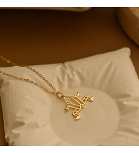 Kişiye Özel 925 Ayar Gümüş Şık Origami Kurbağa Kolye (Gold)