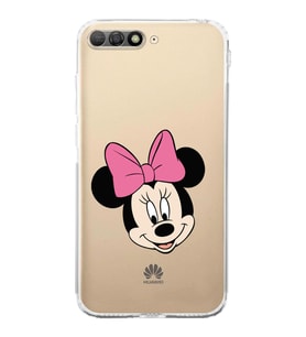 Huawei Y6 2018  Kamera korumalı Kapak Minnie Mouse Tasarımlı  Şeffaf Kılıf