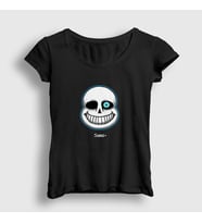 Presmono Kadın Siyah Face Sans Undertale T-Shirt 32671tt