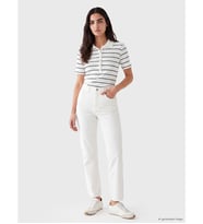 LCW Jeans Beyaz Yüksek Bel Crop Flare Kadın Jean Pantolon